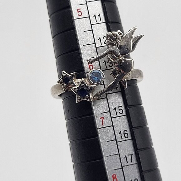 Sterling Silver 925 Fairy Fantasy Stars Rhinestone Ring SZ 6.25 - Picture 7 of 10